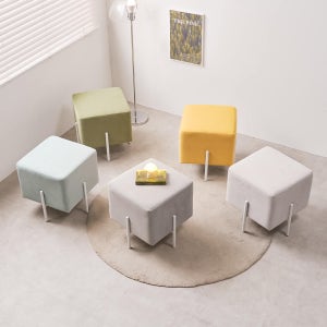 라무아 사각스툴 보조 미니 화장대 스툴 의자 패브릭 진그레이