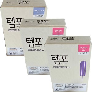 템포 내추럴 유기농 순면 탐폰 16개X3팩