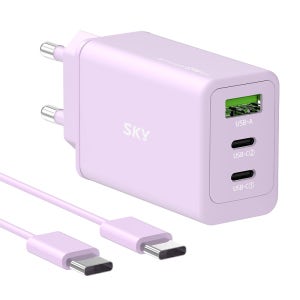 필 GaN65Y 65W PD PPS 3포트 고속 멀티 충전기 + 케이블 퍼플