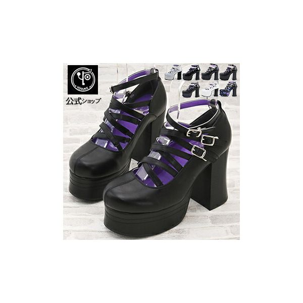 YOSUKE 요스케 통굽 펌프스 앵클 스트랩 11cm 굵은 힐 구두 7월 중순 예약 711659