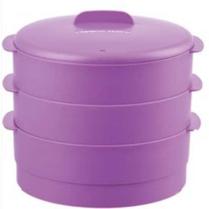 타파웨어 멀티 찜기 플러스 3단 퍼플 전자렌지&레인보우 쿠커(프라이팬) 렌지 찜용기