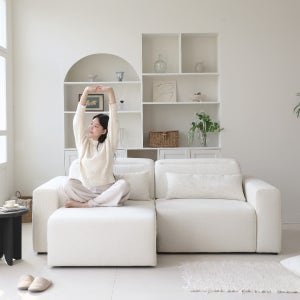 눕 바미 타이보텍스 패브릭 쇼파 모션 슬라이딩 리클라이너 소파 아이보리, 3인용