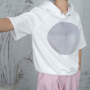회오리써클 후드 반팔 데일리 여자 무지 여름 맨투맨