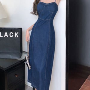 [루씨앤] 모디 나시 슬림 롱 데님원피스 청 데일리룩 홀복 하객룩 빅사이즈 여름 2310