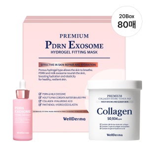 웰더마 PDRN 엑소좀 하이드로 겔 피팅 마스크 팩 80매(20박스) +앰플 +토너패드