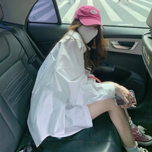 당일배송 화이트코튼 카라포켓루즈핏긴팔롱셔츠 체형커버오버사이즈박시남방 데일리룩레이어드아우터