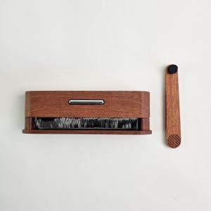LP 레코드+스타일러스 브러쉬 세트 고급원목 초미세탄소섬유 청소 먼지 제거 바이닐 클리너