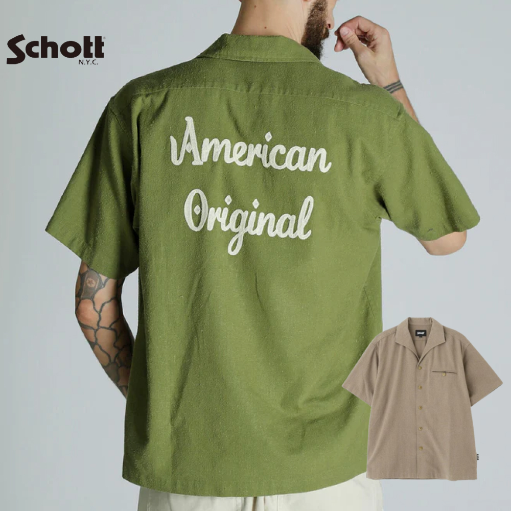 쇼트 Schott HV embroidered 반팔 자수 셔츠