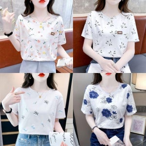 여성 다양한 무늬 입체 패턴 유닉 루즈핏 반팔 티셔츠