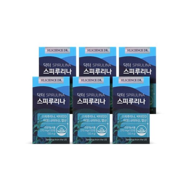닥터 스피루리나 6박스 (6개월분) 하와이산 피부건강 <b>항산화</b> 비타민D 아연 엽산