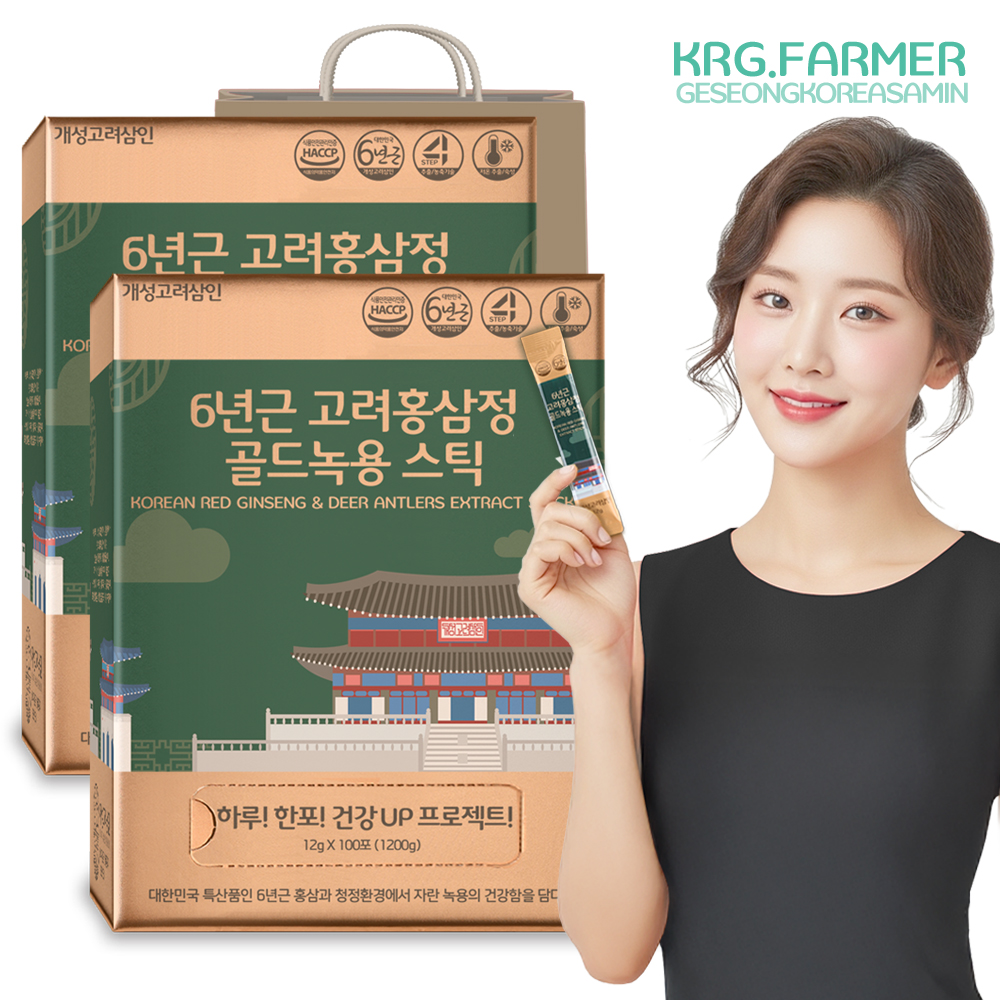 개성고려삼인 6년근 고려 홍삼정 골드녹용 홍삼 스틱 200포, 1개