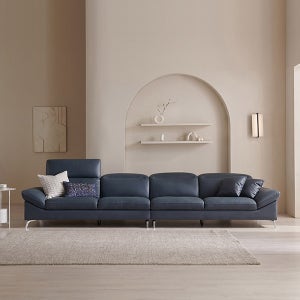 삼익가구 애버딘 헤드틸팅 천연면피 소가죽 소파 스툴미포함, 네이비, 6인용