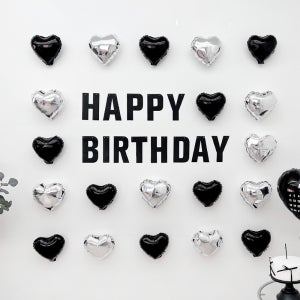 파티아일랜드 하트 포토월 생일 파티 세트 블랙 실버 풍선 이벤트 포토존