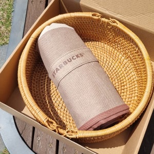 스타벅스 데스티네이션 라탄 바스켓 앤 매트 피크닉 캠핑 바구니