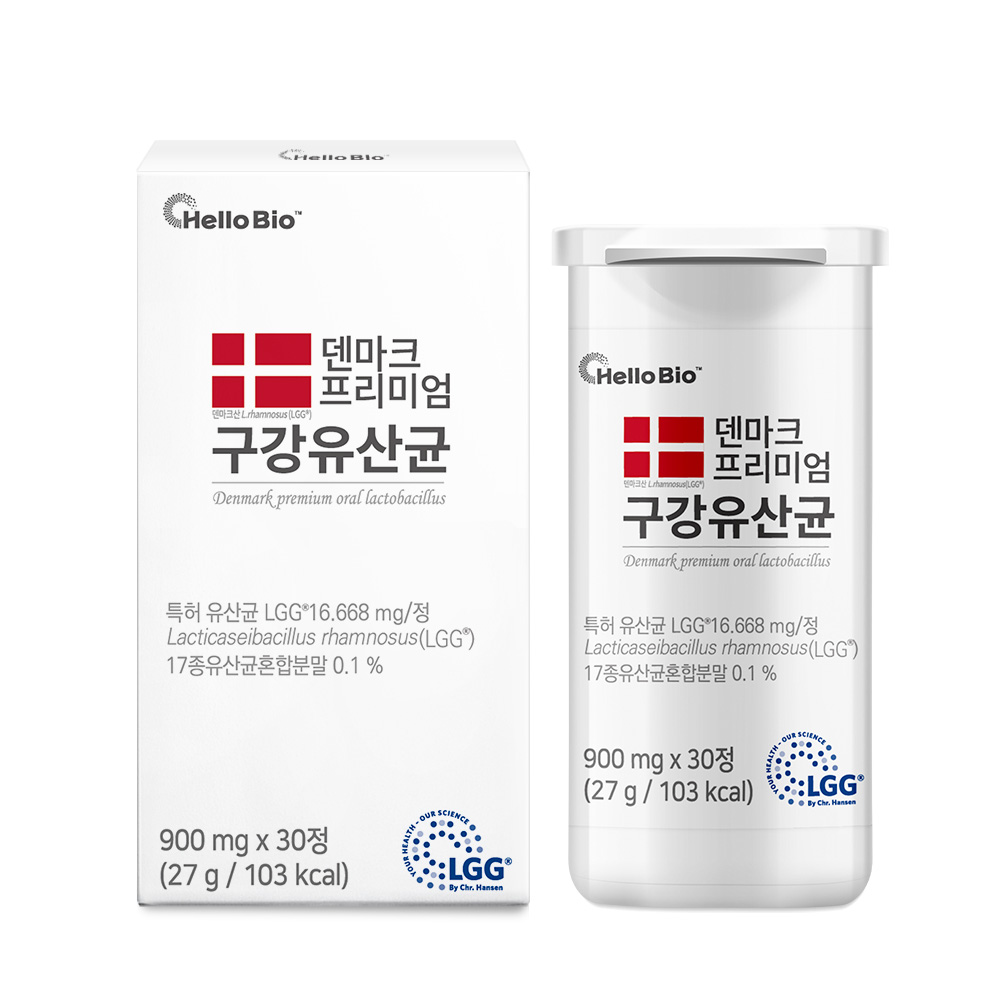 헬로바이오 덴마크 프리미엄 구강 유산균 크리스찬한센 LGG 프로바이오틱스 30정, 1개