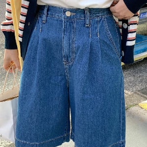 쏘쿨 뒷밴딩 하프 데님 반바지 (2color)