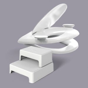 두리 핸들 무소음 유아변기커버 4.0+2단 디딤대 세트 2in1 유아변기커버