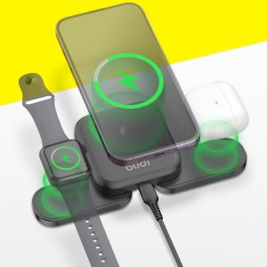 BUDI 휴대용 3 IN 1 접이식 고속 무선 충전 패드 큐브 버디