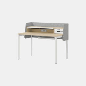 일룸 뉴트 홈오피스 파티션형 책상 1228x772mm, WWNK(화이트+내추럴오크)