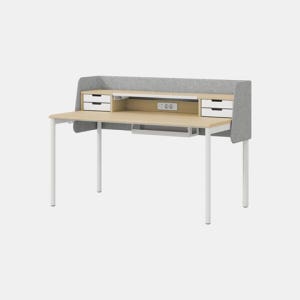 일룸 뉴트 홈오피스 파티션형 책상 1428x772mm, WWNK(화이트+내추럴오크)