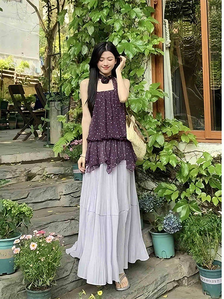 여자 슬림핏 슬리브리스 베스트 여름 신상 소수 디자인 감각 향수 스타일 드레스