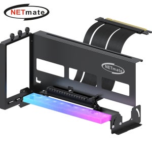 강원전자 넷메이트 NM-HPI33314 PCI-E 4.0 라이저 케이블 ARGB 지지대 키트 (블랙/각도조절) [EZDIY-FAB]