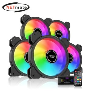 강원전자 넷메이트 NM-DPR04416 Inner Ring ARGB 120mm 쿨링팬(블랙/5PACK + 팬허브 + 리모컨) [EZDIY-FAB]