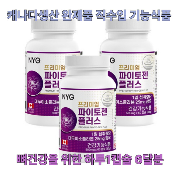 대두이소플라본 파이토젠 플러스 60캡슐 3통 <b>골밀도</b> 폐경기