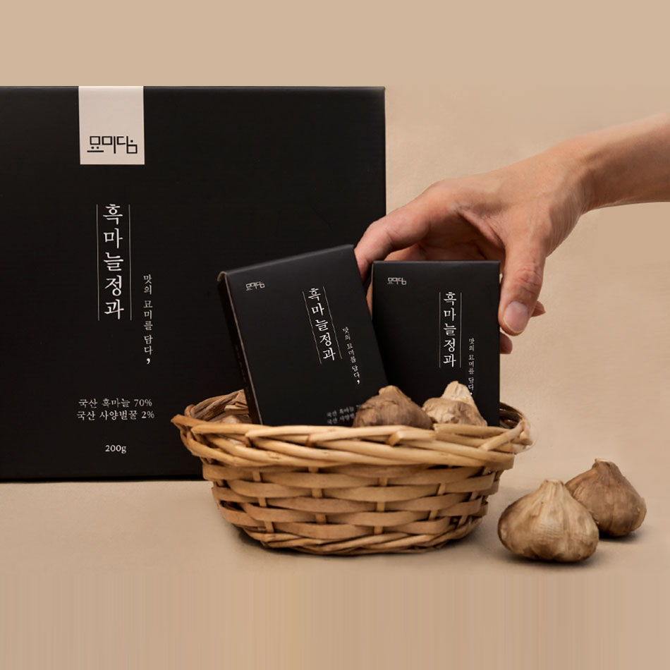 1+1 묘미담 국내산 흑마늘 정과 절편 어르신 선물세트 (쇼핑백포함)