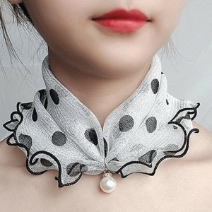 목손수건 봄목스카프 미니 스카프 주름 방도 레이스