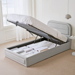 룸앤홈 프라임 라운드 리프트업 수납침대 프레임 퀸Q 헤드형, Q(퀸), 그레이