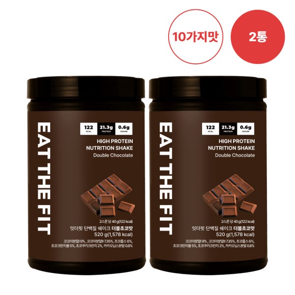 잇더핏 단백질 쉐이크 한끼 식사대용 대용량 더블초코맛외9종 520g, 2통