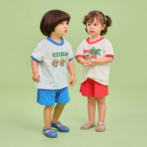 트로피컬브이넥셋업 아기상하복 유아브이넥티 여름 쿨소재 편한 데일리룩 외출복 SR0205
