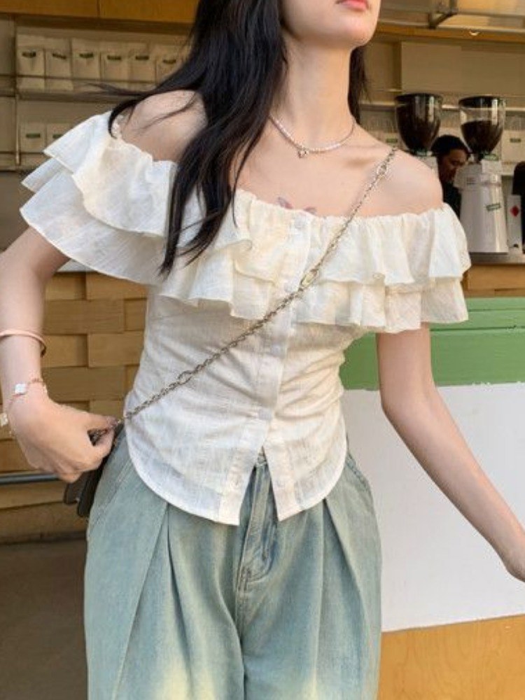 여성 셔츠 여자용 여름 여름철 하이웨이스트 미니멀 클리어 스타일리시한 순수한 청순한 드레스 블라우스
