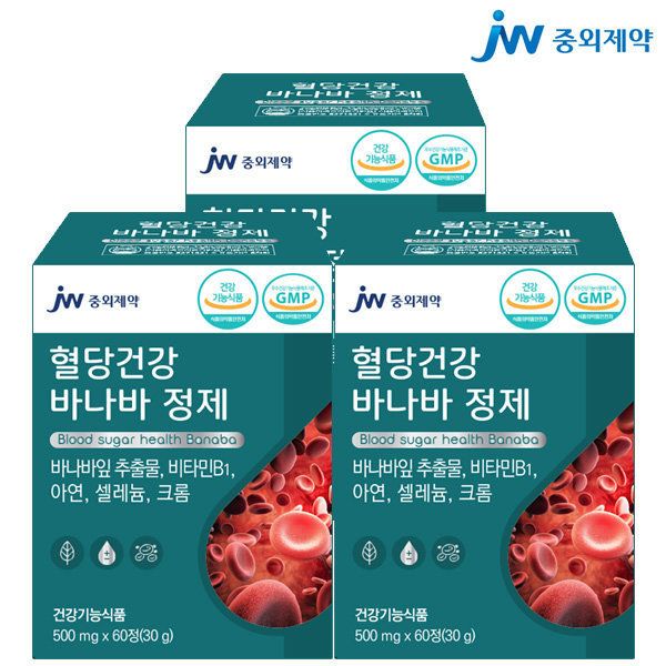 <b>JW중외제약</b> 혈당건강 바나바 정제 60정 3박스
