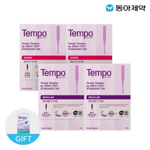 템포 유기농 순면 탐폰 4팩(슈퍼 2팩+레귤러 2팩) + 롱 라이너 40P