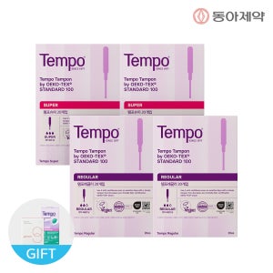 템포 유기농 순면 탐폰 4팩(슈퍼 2팩+레귤러 2팩)+롱 라이너 40P+클린티슈 15매