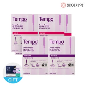 템포 유기농 순면 탐폰 4팩(슈퍼 2팩+레귤러 2팩)+롱 라이너 40P+입오버3p