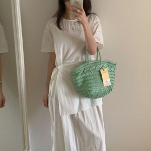 린텐 꾸안꾸 라운드넥 심플 단정 랩스커트 반팔 여성 롱원피스 - 2 Color