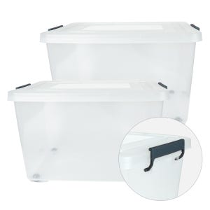 국산 120리터 2개 세트 투명 리빙박스, 120L 특대형 플라스틱 수납 정리함