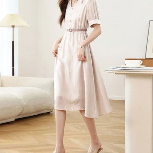 [루씨앤] 바스토 빅사이즈 미디 여성원피스 하객룩 데일리룩 여름 정장 쉬폰원피스 8288