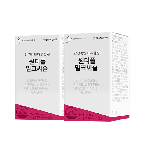 <b>안국약품</b> 원더풀 밀크씨슬 간 건강 밀크티슬 실리마린 30정, 2개