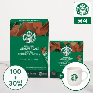 [본사직영] 스타벅스 프리미엄 스틱커피 미디엄로스트 100입+30입+스타벅스 화이트 머그 260ml 증정 외