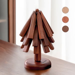 칼딘 원목 우드 단열 스탠딩 트리 냄비 받침 3P 세트 집들이선물 답례품 19cm, 마호가니