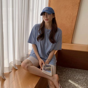 임산부 단가라 롱 수유티 임부기본티셔츠 외출수유복 여름데일리룩