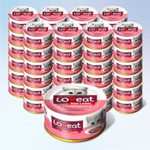 사조 러브잇 레드라벨 고양이캔 간식 길냥이 흰살참치+맛살, 160g, 48개