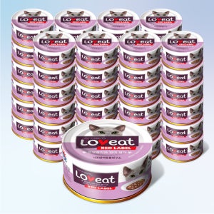 사조 러브잇 레드라벨 고양이캔 간식 길냥이 흰살참치+연어, 160g, 48개
