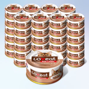 사조 러브잇 레드라벨 고양이캔 간식 길냥이 흰살참치+가쓰오부시, 160g, 48개