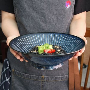 다온아토 일본 대형 와이드 면기 덮밥 라면 우동 비빔밥 도자기 그릇 다카네블루