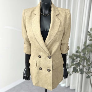 슬림핏 베이지 더블버튼 린넨마자켓 25SS